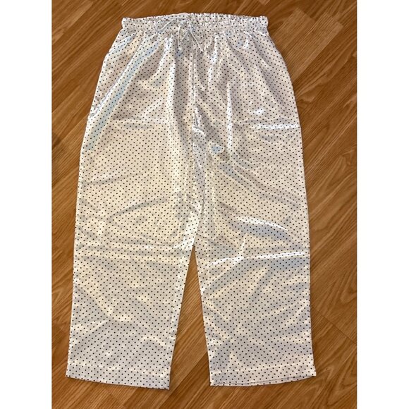 Vanity Fair Pajama Set Womens Satiny Polka Dot White Black Pink Trim Med (10-12) - Picture 7 of 12